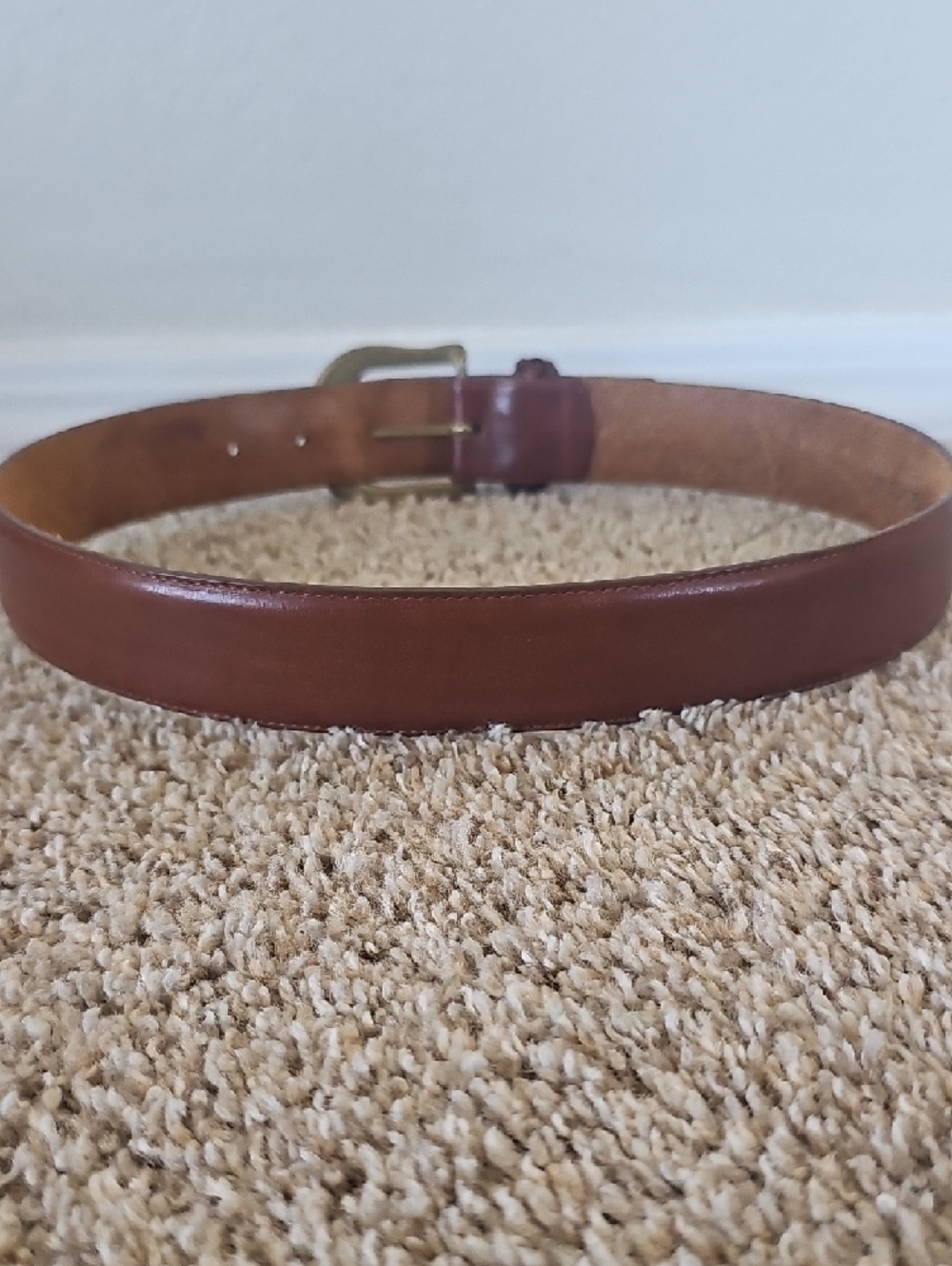 Vintage Nordstrom Brown Leather High Waist Belt with Brass Buckle - Picture 4 of 6